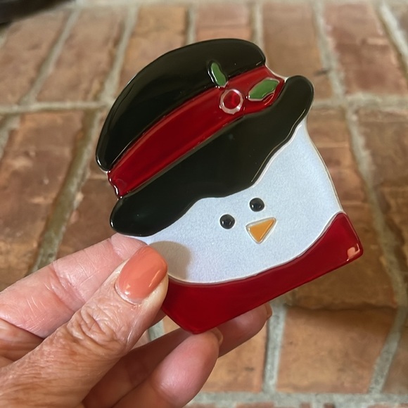 NIB PartyLite Santa & Snowman Glass Tealight Pair P9466 - Picture 5 of 8